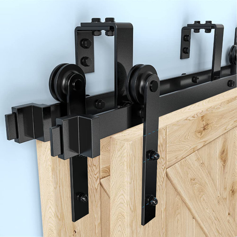 Watchmen Sliding Barn Door Hardware Bypass Double Door Kit, For Double